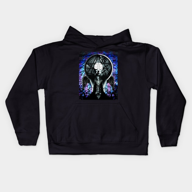 Metatron Lovecraft Occult Statue Kids Hoodie by Guttsaw